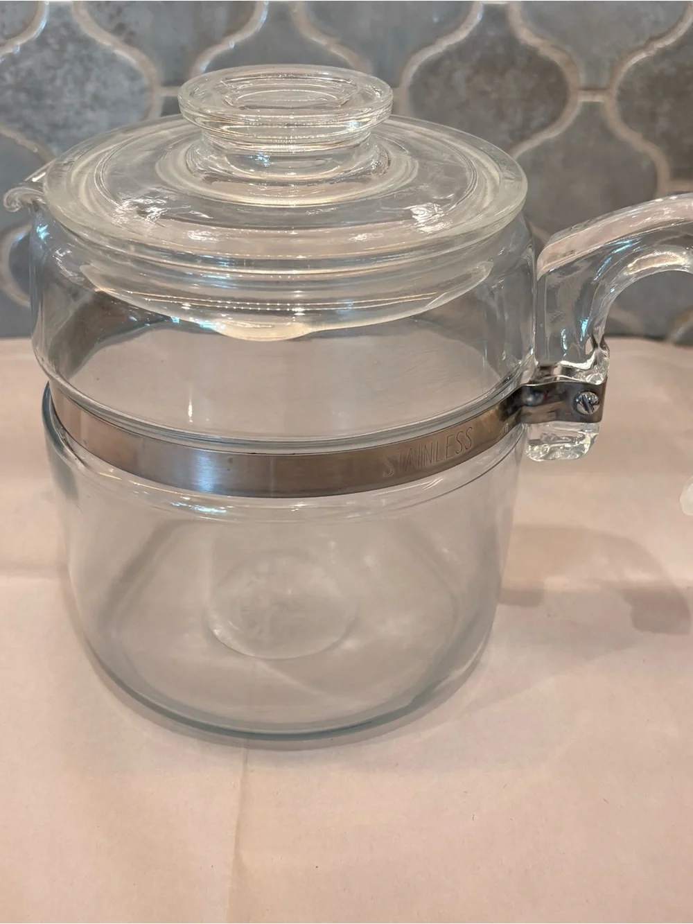 Pyrex Coffee Percolator carafe with Stainless Band no pump or basket 6 cup